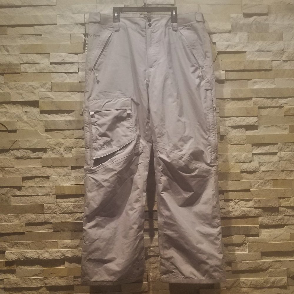 North Face Womens Large Grey Ski Snow Pants Gray Snowboard Snowsuit Bibs Suit L